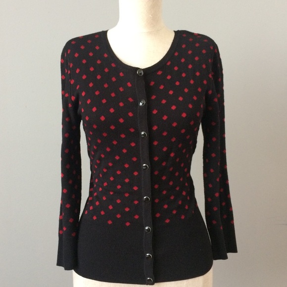 White House Black Market Sweaters - WHBM Red Polka dot Cardigan